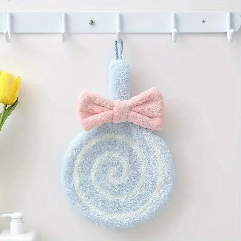 Lollipop Hand Towels Kitchen Washcloths Kids Washcloths Kitchen Dish Cloths Hanging Hand Towels Towel for Kids with Hanging Ring