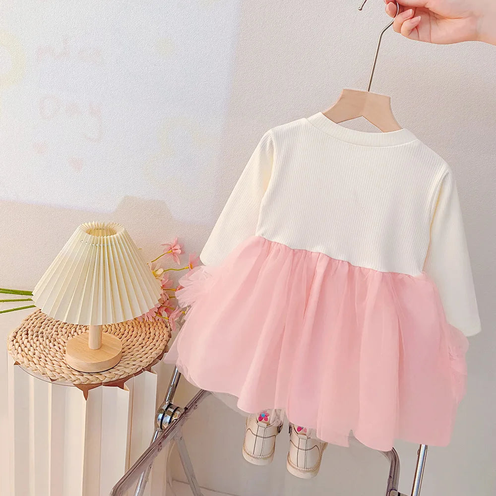 Spring And Autumn New Baby Girl Princess Dress, Sweet Flower Butterfly Children'S Long Sleeve Clothes For Babies Aged 0-3 Years