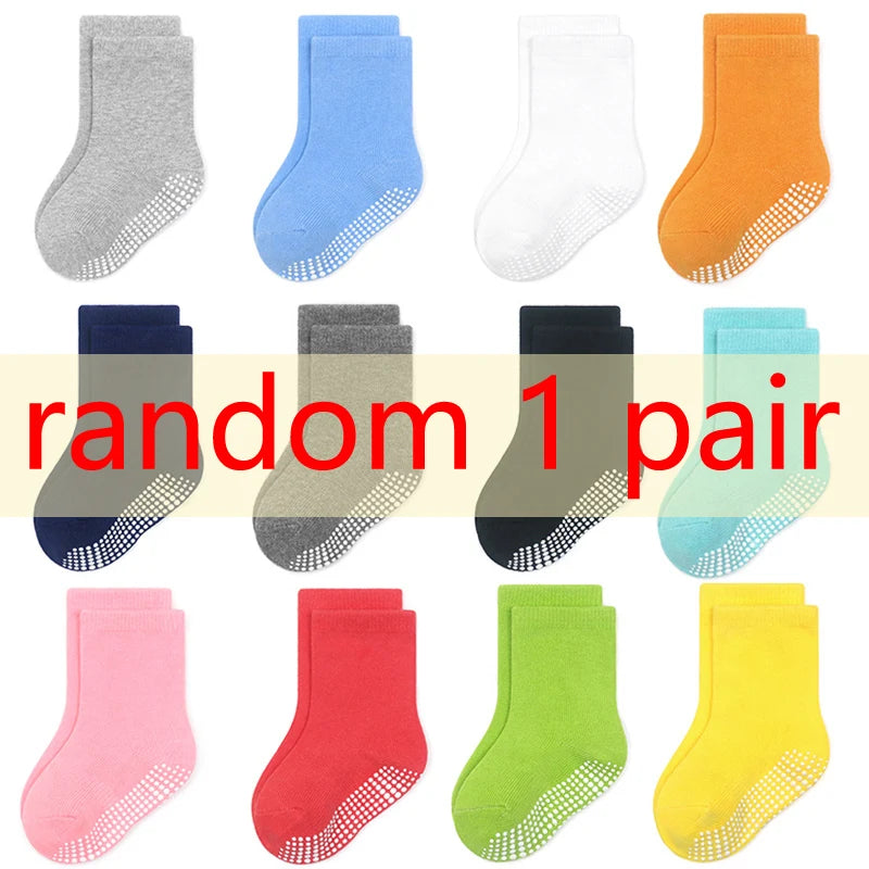 1/3/6/9/12 Pairs Kids Cotton Socks Sets for Baby Boys Girls 2025 White Non-slip Comfy Breathable Baby Trampoline Floor Socks