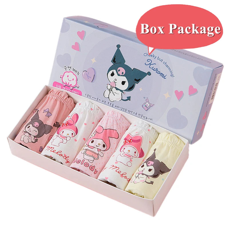 10Pcs/Set Cotton Girls Panties Cute Characters Kuromi Melody Girls Briefs Cartoon Children Underwear Breathable Kids Knickers
