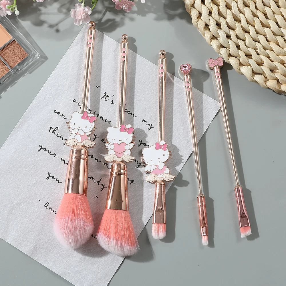 5pcs cute style Holor Kitty makeup brush, super soft Holo Kitty Angel series brush, pink, silver optional, perfect birthday gift