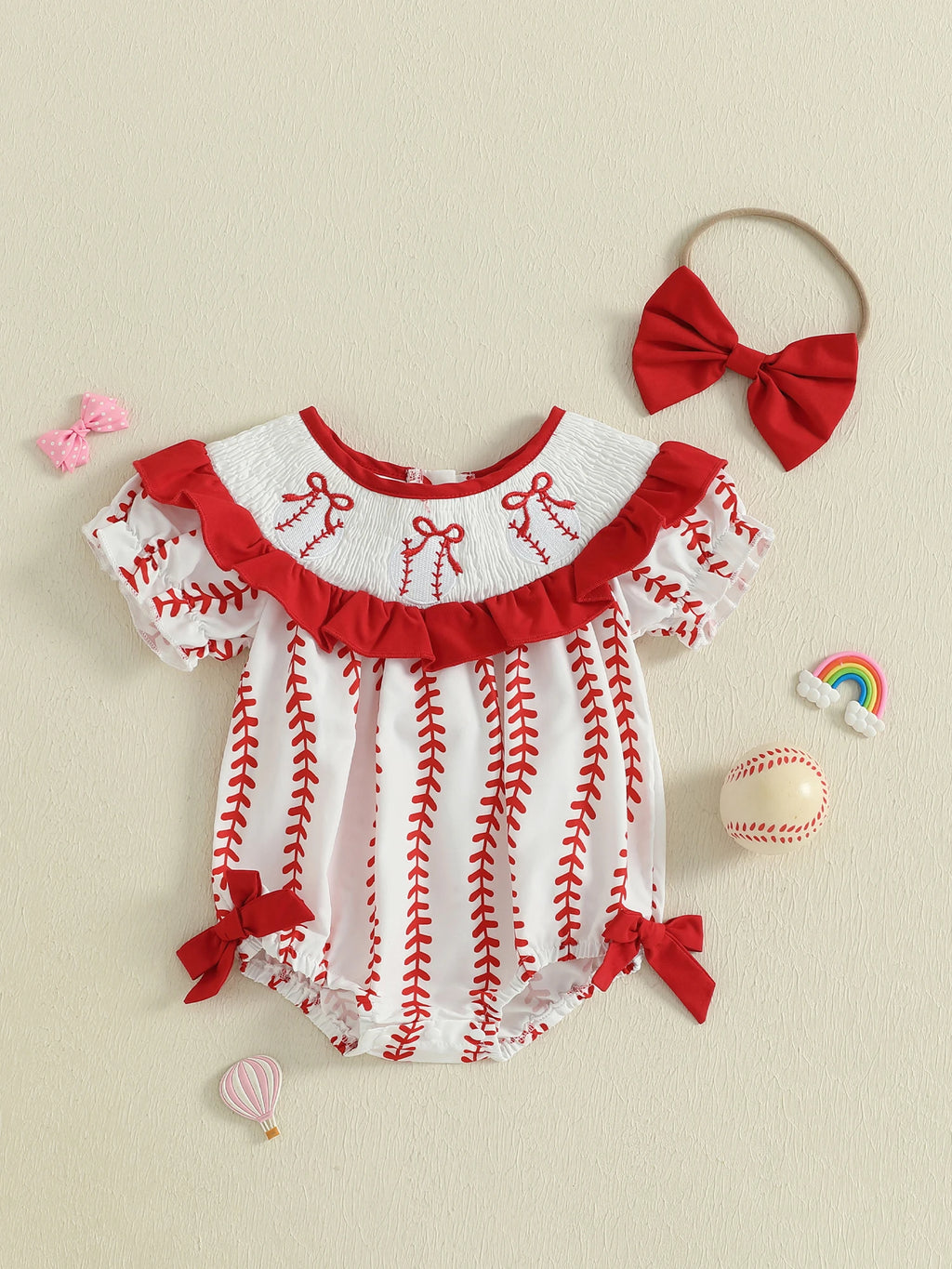 Adorable Infant Floral Romper with Matching Bow Headband Set for Summer Sleeveless Jumpsuit Outfit for Baby Girl