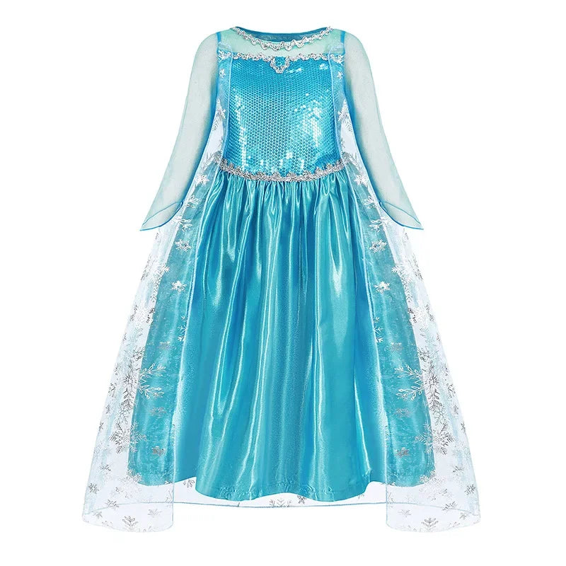 Disney Kids Girls Cosplay Frozen Elsa Anna Princess Dress Girl Mesh Ball Gown Carnival Birthday Clothes Snow Queen Elsa Costume
