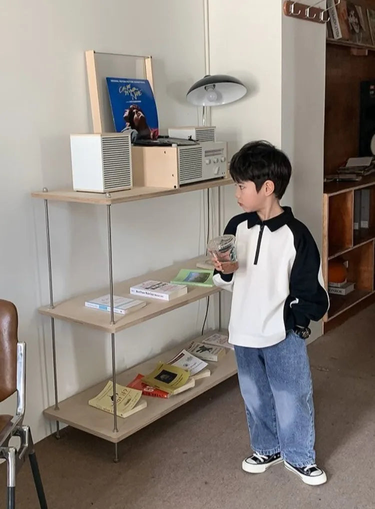 Boys' 2025 Spring/Autumn New Arrival Cotton Punk-Style Street-Savvy Trendy Polo Collar Sweatshirt - Stylish Baby Boys' Top