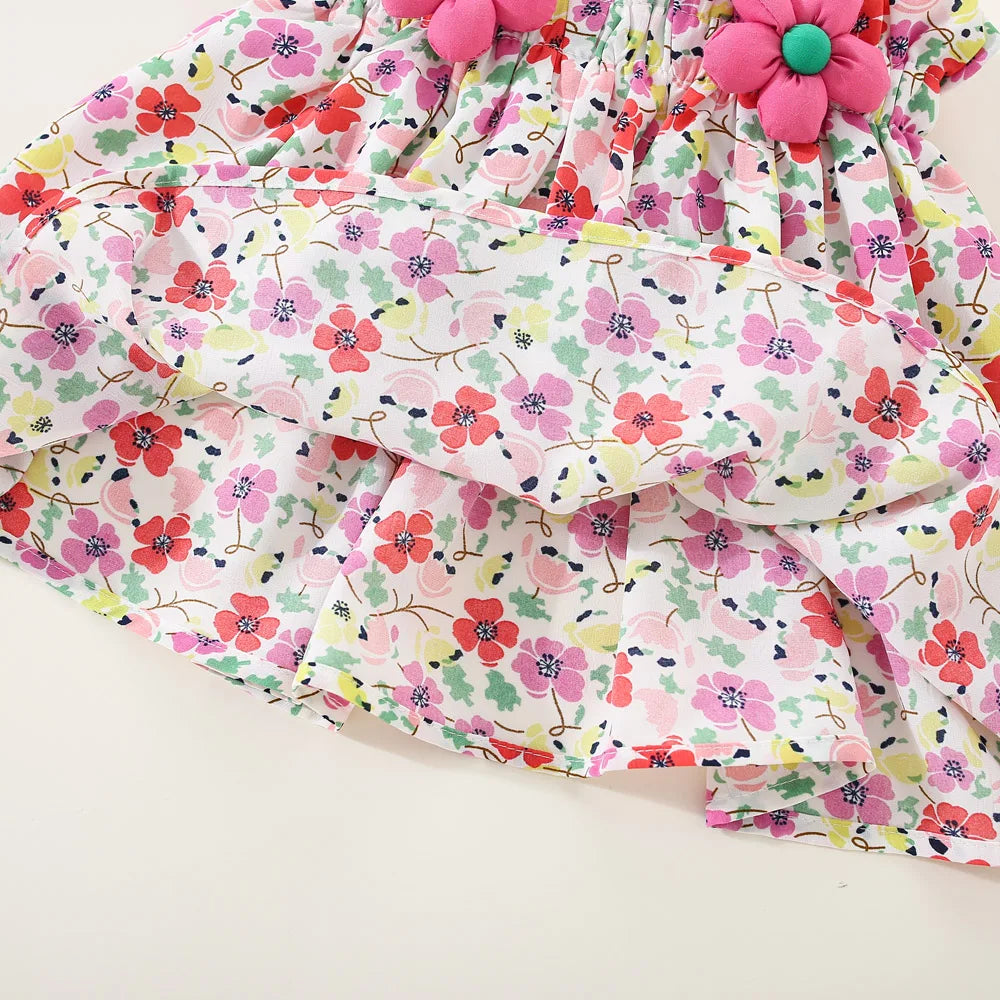 Summer New Floral Suspender Baby Girl Two-Piece Set, Beach Party Children'S Clothing Suitable For Babies Aged 9 Months - 3 Years