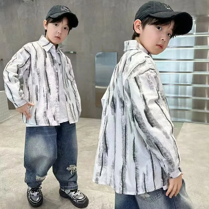 2025 New Boys' Spring Autumn Long Sleeve Shirt Toddler Boys Stylish Long Sleeve Shirt Trendy Design for Kids