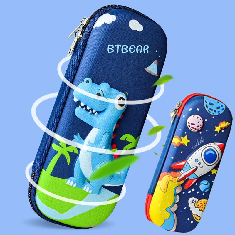 EVA Pencil Case Kawaii School Stationery 3D Dinosaur Pen Case School Supplies Cute Rocket High Capacity Pencil Box