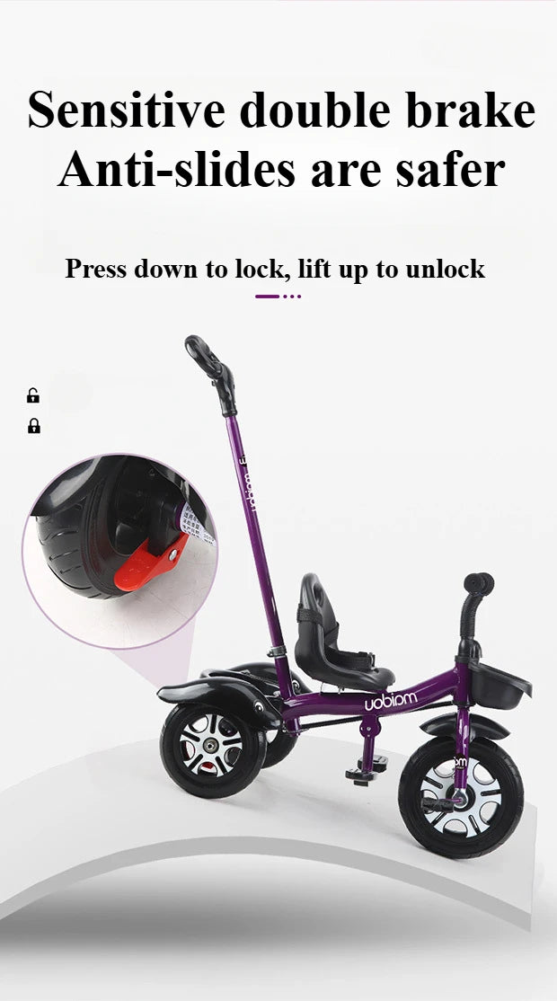 2 in 1 Toddler Tricycle for Kids Trike with Push Handle Adjustable Seat Storage Baskets Balance Bike Birthday Gift for Boy Girl