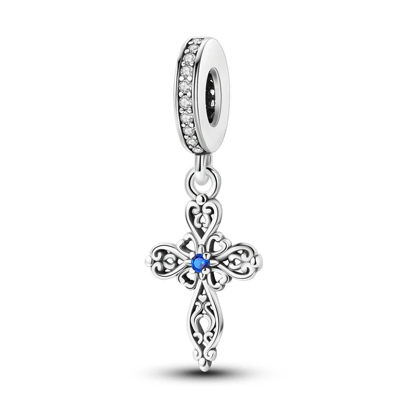 Hot Sales 925 Sterling Silver Charms Beads Devil's Eye Fatima's Hand Cross Beads Fit Original Bracelet Women DIY Jewelry Gifts