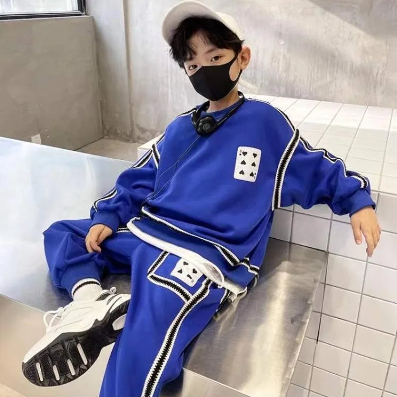 Sweatshirt Set Print Children's Clothing Boys Elementary Student Men's Clothes Boy Autumn Winter Suit Kids Sets Korean 2025 Wear