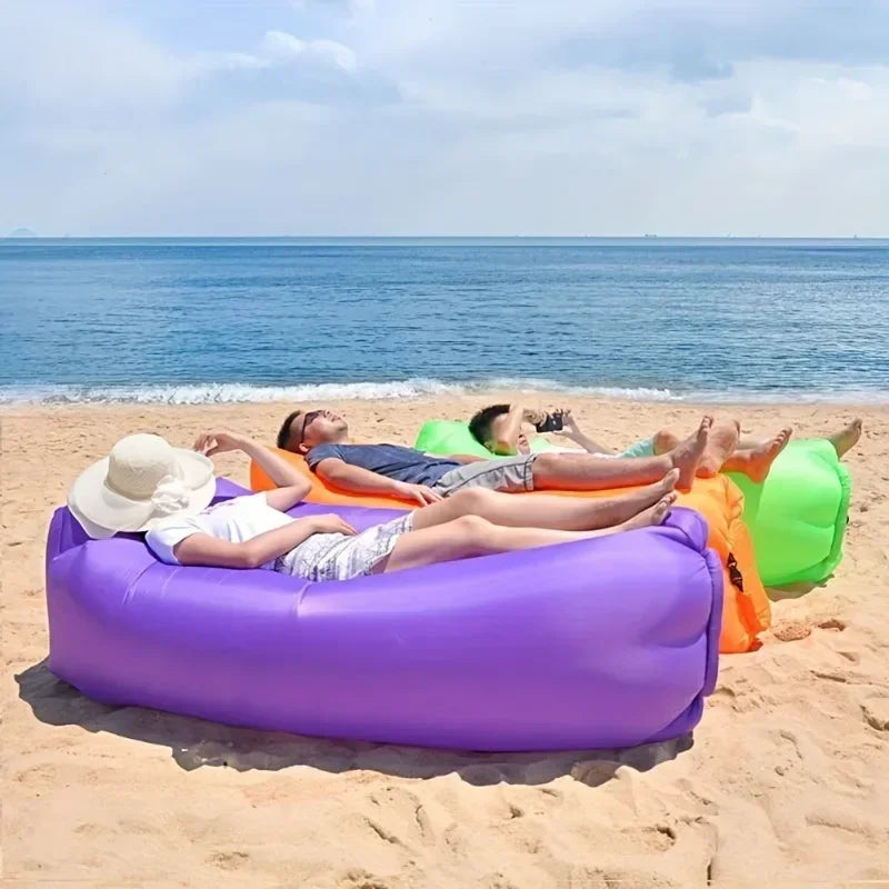 Inflatable Lounger Air Couch for Beach Chair Camping Chairs with Travel Bag & Pockets Portable Outdoor Camping Accessories