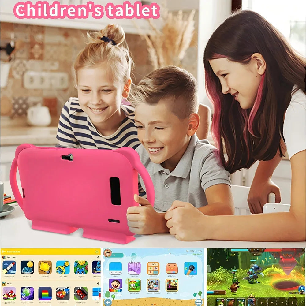 New 5G WIFI 7-inch Children's Tablet 4GB+64GB ROM Mini Pad Quad Core Dual Cameras Kids-Proof protective Case Tablets Android 13