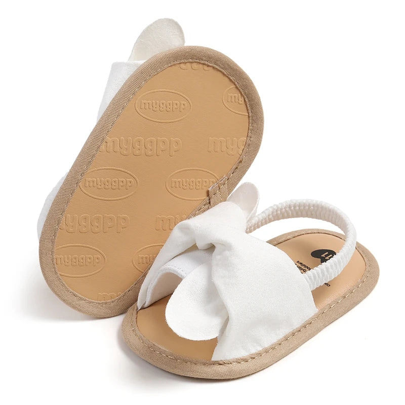 Adorable Baby Girls Sandals with Bowknot Detail Non-Slip Sole Soft Princess Shoes for Beach First Walker Toddler Sandals