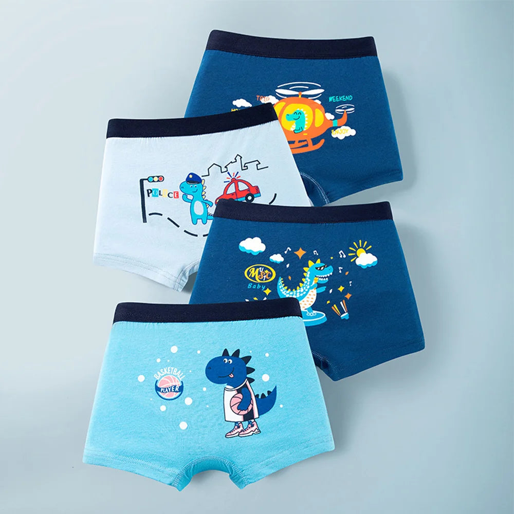 1/4/8/12 Pcs/pack Boys Boxer Briefs Kids Cotton Underwear Baby Boy Underpants Teenager Cartoon Print Soft Children Panties 4-12Y