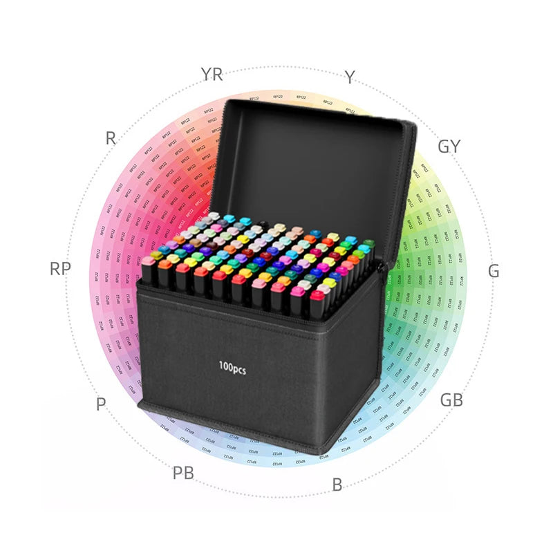 12/24/30/40/60/80/100/120/168pcs Art Marker Set, Watercolor Brush Pens For Students, Dual Tip Oil-Based Markers For Art Students