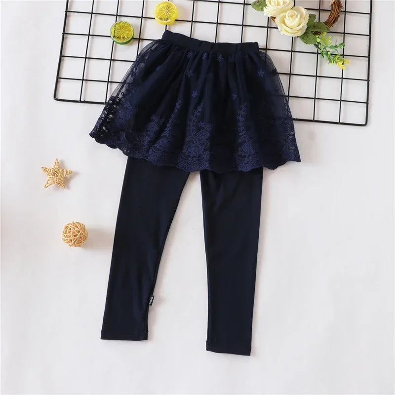 New Baby Girls Leggings Lace Princess Skirt-pants Spring Autumn Children Slim Skirt Trousers for 2-7 Years Kids Clothes