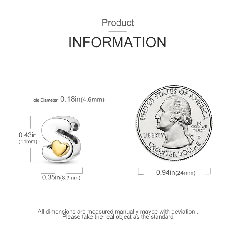 925 Sterling Silver DIY Alphabet Charms Beads LOVE Heart Letter Fit Original Bracelet Bangle Necklace Jewelry Marking Gift