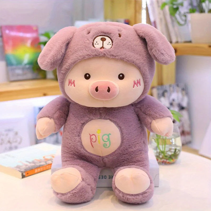 Cute Cartoon Pig Plush Toy Bear Hat Pig Doll Stuffd Animals Plushies Bed Sofa Decoration Birthday Gifts for Kids & Adults