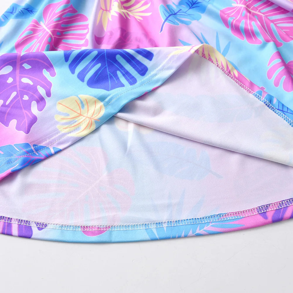 DXTON Kids Floral Dress Summer Ice Cream Print Beach Travel Holiday Dress Kids Sleeveless Casual Dresses Children Clothing 3-12Y