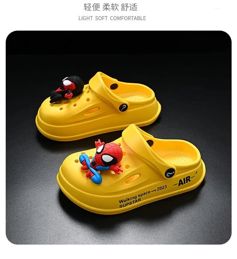 Disney Spider Man Children's Cave Shoes Boys' Anti Slip Soft Sole Kid's Beach Sandals For Home And Outdoor Shoes Size 24-45