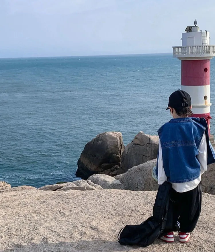 2025 New Boys Denim Vest Sleeveless Toddler Boys Spring Autumn Stylish Kids Jacket