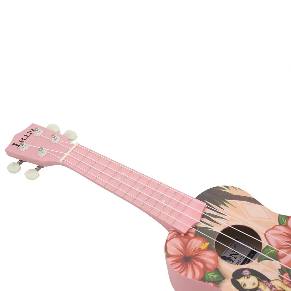 IRIN 21 Inch Ukulele Hawaiian Girl Hawaiian Guitar Musical Instrument 4 Strings Basswood Ukulele Soprano Guitar Tuner Capo Parts