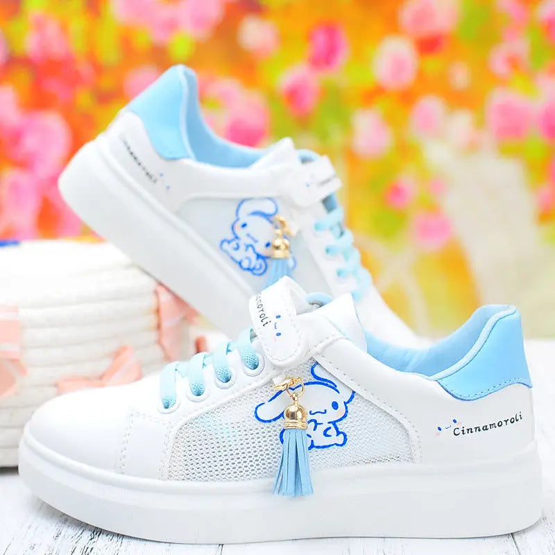 Sanrio hello kitty  spring autumn non-slip net shoes girl casual shoes cartoon board shoes kuromi sports shoes cute Sneakers