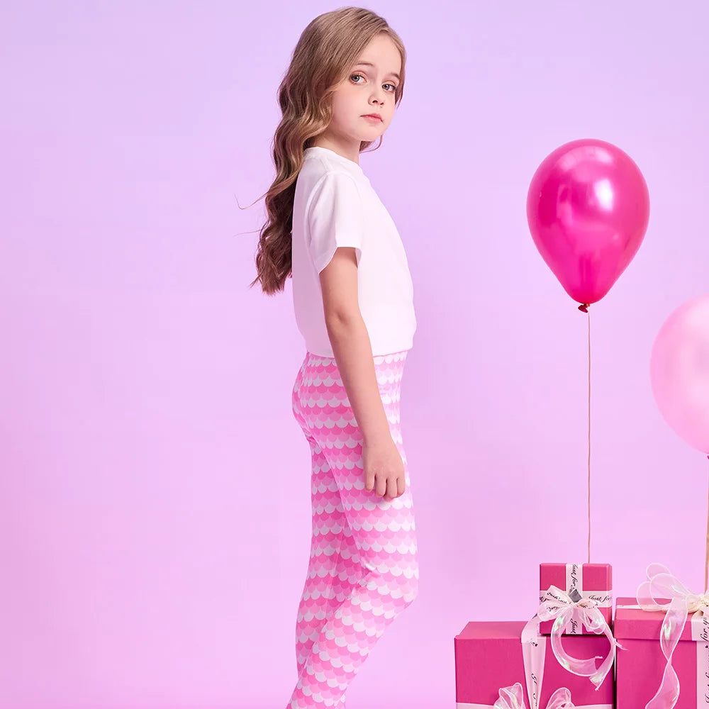 VIKITA Girls Leggings for Kids Striped Print Casual Daily Pencil Pants Toddlers Skinny Pink Trousers Children Clothes 3-12 Years