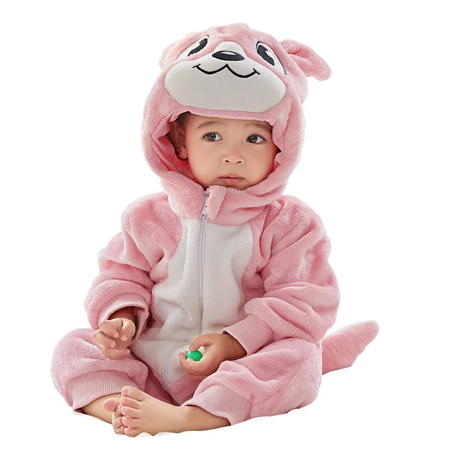 MICHLEY Halloween Costume Infant Baby Clothes Rompers Winter Flannel Hooded Bodysuits Pajamas Animals Overall Jumpsuit For Bebe