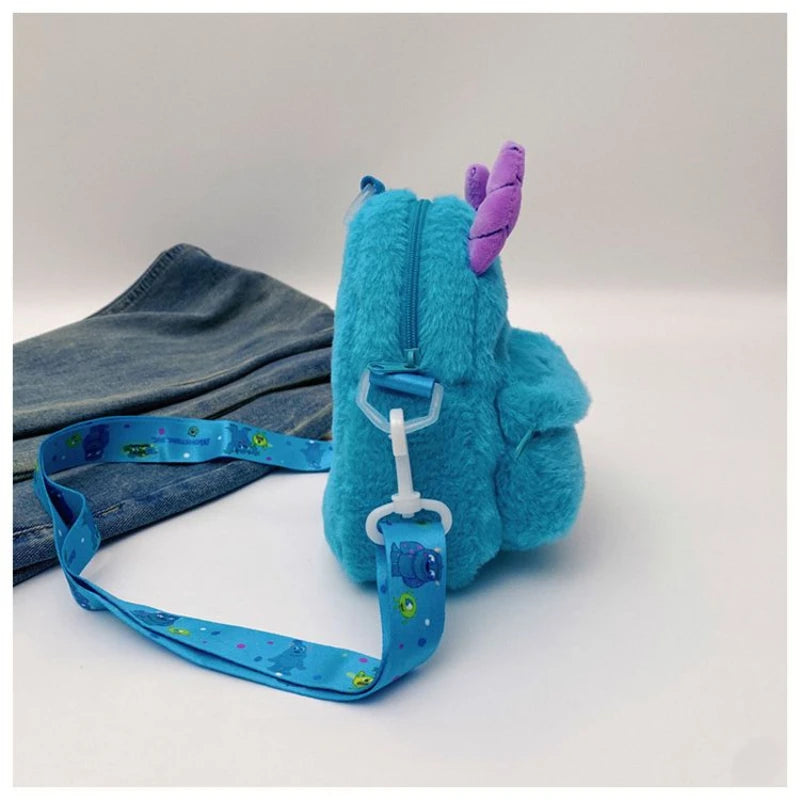 Disney Strawberry Bear 2025 New Girl Plush Backpack Cartoon Children Plush Messenger Bag Fashion Trend Girls Coin Purse