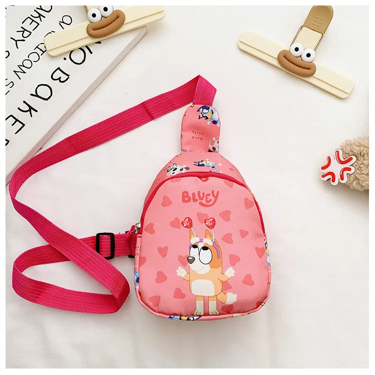Bingo Friends Children's Bag Cute Bluey Family kids Chest Bag Kindergarten Cartoon Light Crossbody Bag Halloween Christmas gift