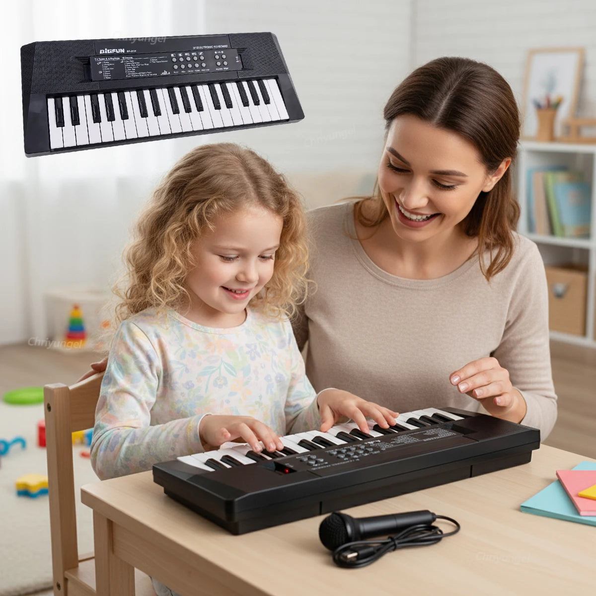 37 Keys Kids Electronic Piano with Microphone Educational Toys Musical Instrument for Kids Toddlers Boys Girls Birthday Gift