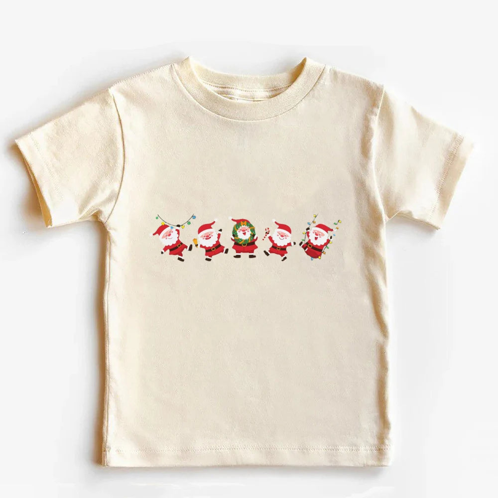 Retro Christmas Coquette Bow Toddler T-Shirt Festive Holiday Kids Short Sleeve Shirt Merry Christmas Outfit Holiday Clothing