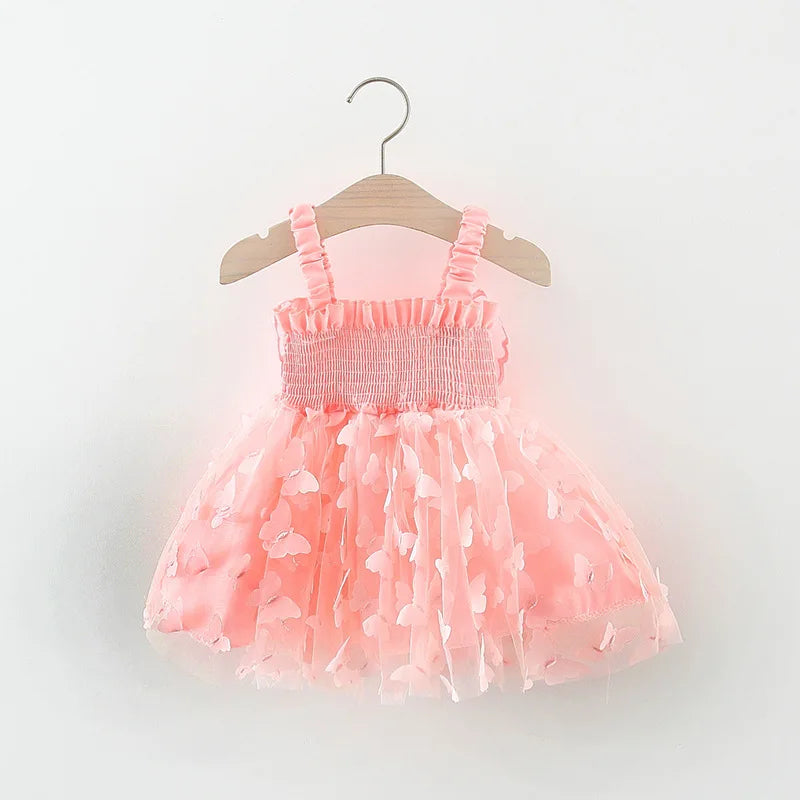 Summer New Princess Style Baby Girl Dress, Butterfly Chiffon Suspender Children'S Clothing For Babies Aged 9 Months To 3 Years