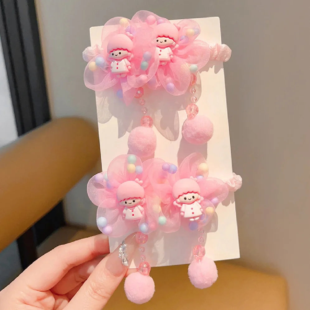 Cute little girl‘s hair loop elastic hair rope flower hair accessory