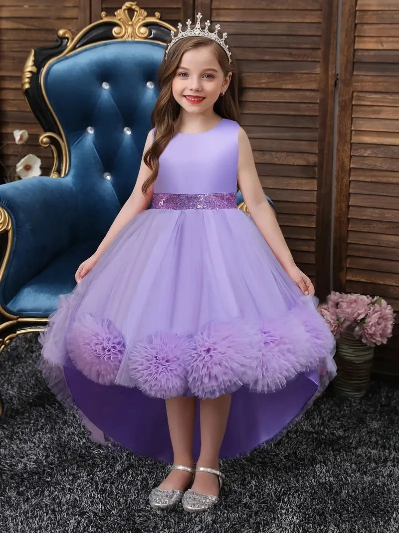 Girls Princess Dress Sleeveless Sequin Mesh Tutu Dress Performance Dress Wedding Flower Girls Dress For Evening Birthday #2038