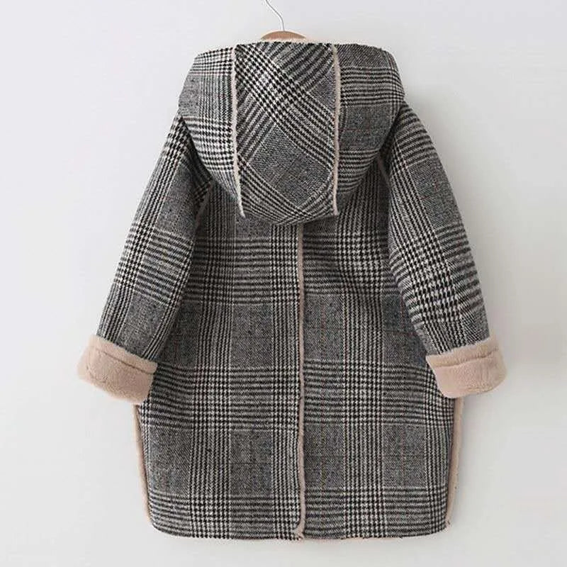 New Arrival 2025 Winter Kids Unisex Woolen Coat Faux Fur Lined Stylish Quilted Design Warmth Fashion for Children