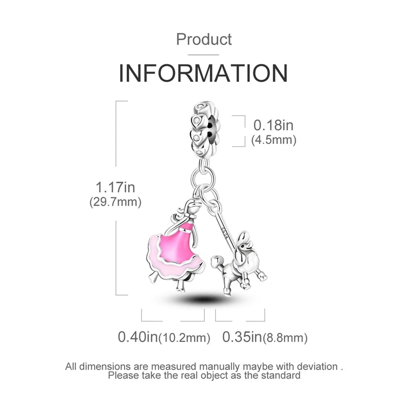 Pink Girl Series 925 Sterling Silver Alphabet Charms Beads Cute Letter Fit Original Bracelet Bangle Necklace DIY Jewelry