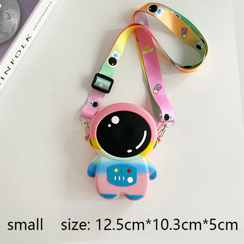Astronaut Crossbody Bags Lovely Kawaii Bag Princess Small Storage Silicone Purse Cartoon Cosmonaut Model Toys Kids Prince Gift
