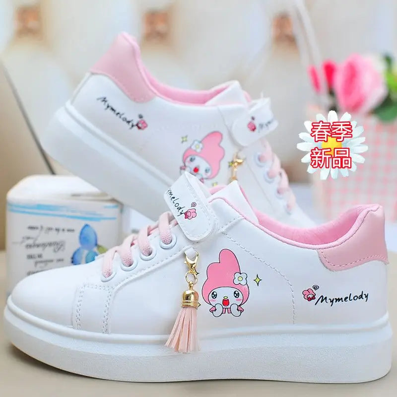 Sanrio hello kitty  spring autumn non-slip net shoes girl casual shoes cartoon board shoes kuromi sports shoes cute Sneakers