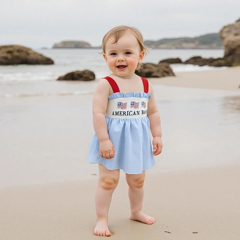 Independence Day Toddler Girl Clothing Set American Flag Print Sleeveless Tank Top and Shorts Outfit for 4th of July