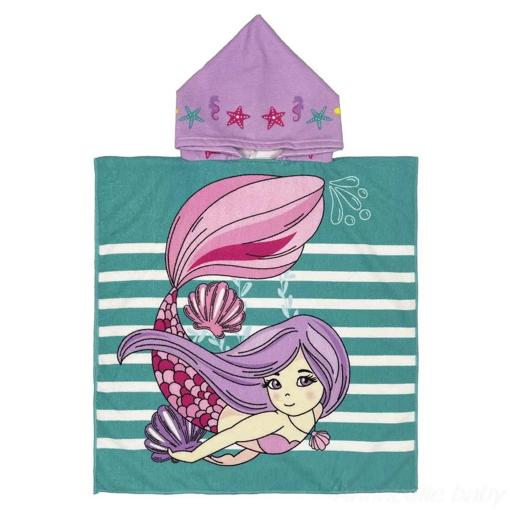 Children Hooded Cloak Beach Towel Kids Swimwear Bath Towel Robes For Boy Girl Toddler Baby Cloak Cape Microfiber Cotton Bathrobe