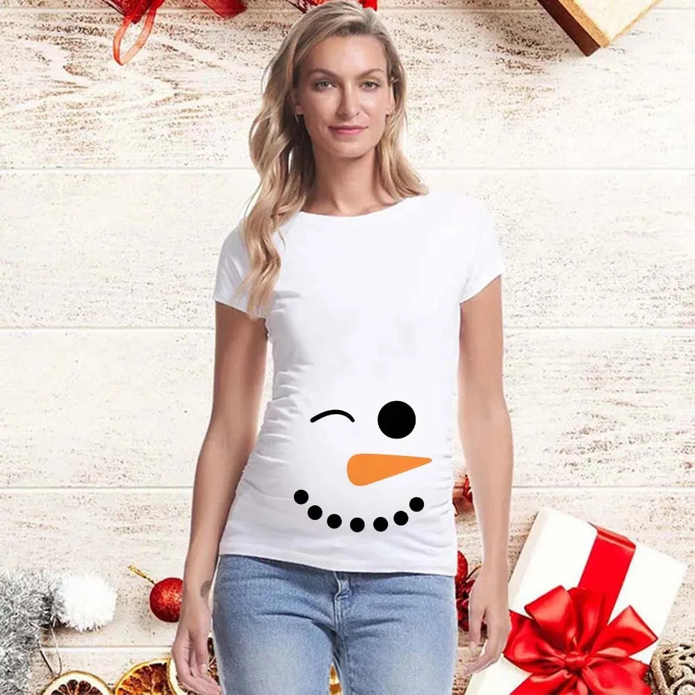 Best Gift 2025 Merry Christmas Maternity T-shirts It's My First Christmas Funny Print Pregnancy Anouncement Tops Tee Shirts