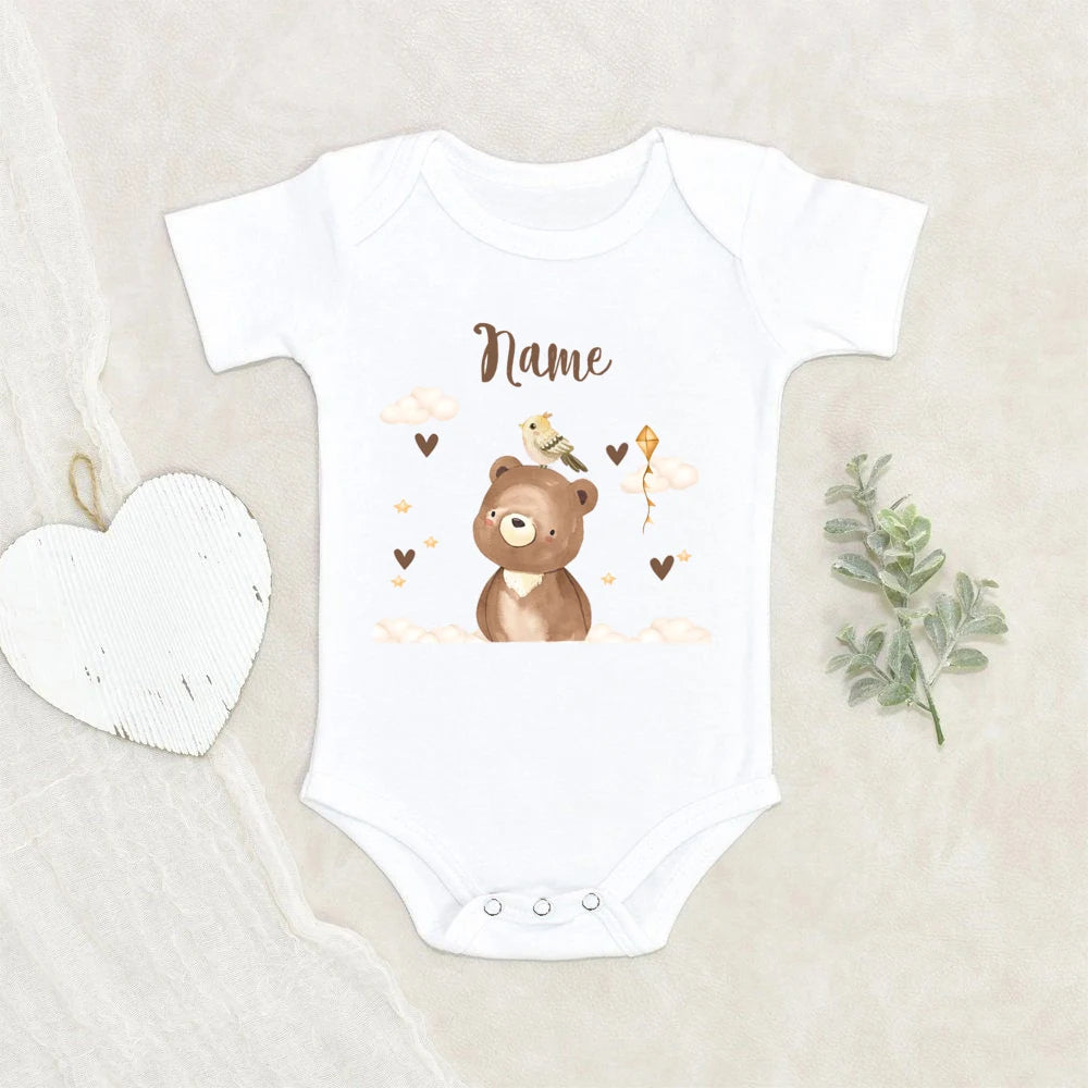 Personalized Baby Jumpsuit Custom Name Newborn Wild One Romper Safari Animals with Name Outfit Baby Clothes Infant Shower Gift