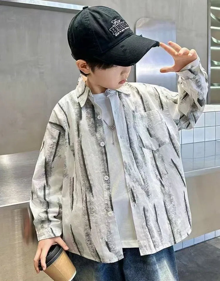 2025 New Boys' Spring Autumn Long Sleeve Shirt Toddler Boys Stylish Long Sleeve Shirt Trendy Design for Kids