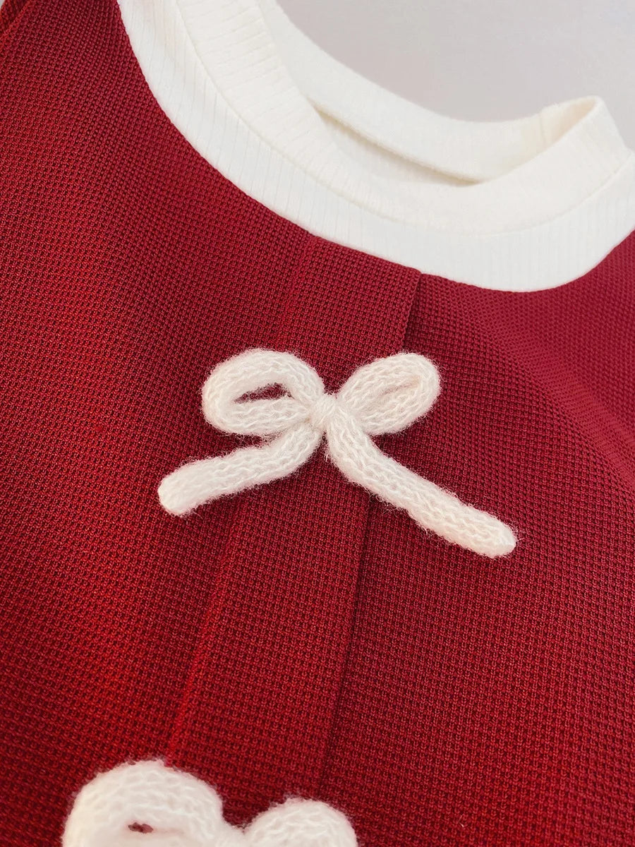 New Korean Style Baby Girl Dress For Spring And Autumn, Sweet Bow Children'S Long Sleeved Clothes (9 Months -3 Years Old)