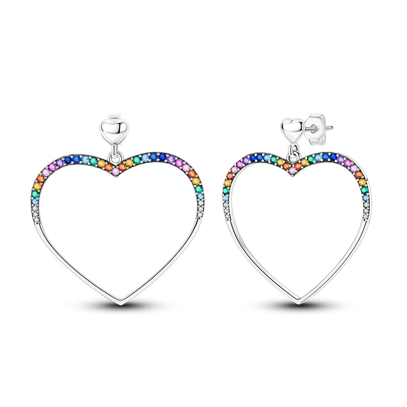 925 Sterling Silver Pave U Shape Heart Eardrop Earrings Hoop Earrings For Women Wedding Engagement For Girlfriend Birthday Gift