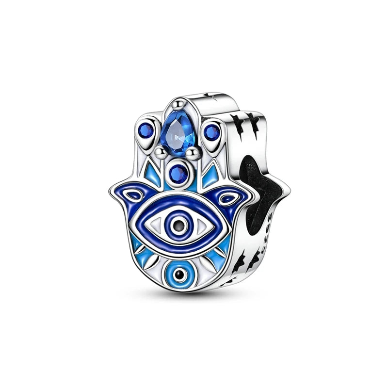 Hot Sales 925 Sterling Silver Charms Beads Devil's Eye Fatima's Hand Cross Beads Fit Original Bracelet Women DIY Jewelry Gifts