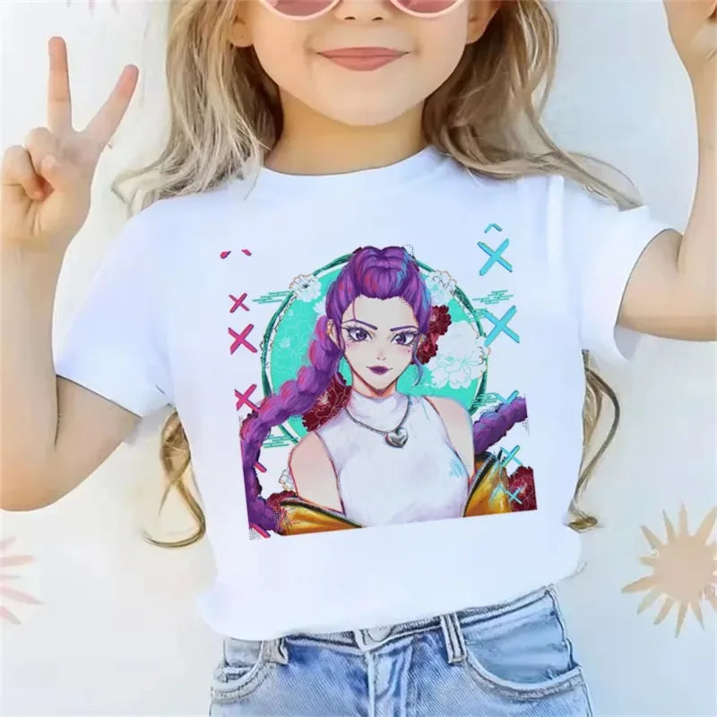 2025 Summer Hot Movie KPop Demon Hunters T-shirt Short Sleeve Tee for Casual Loose Girl Boy Graphic Printed Tops 04