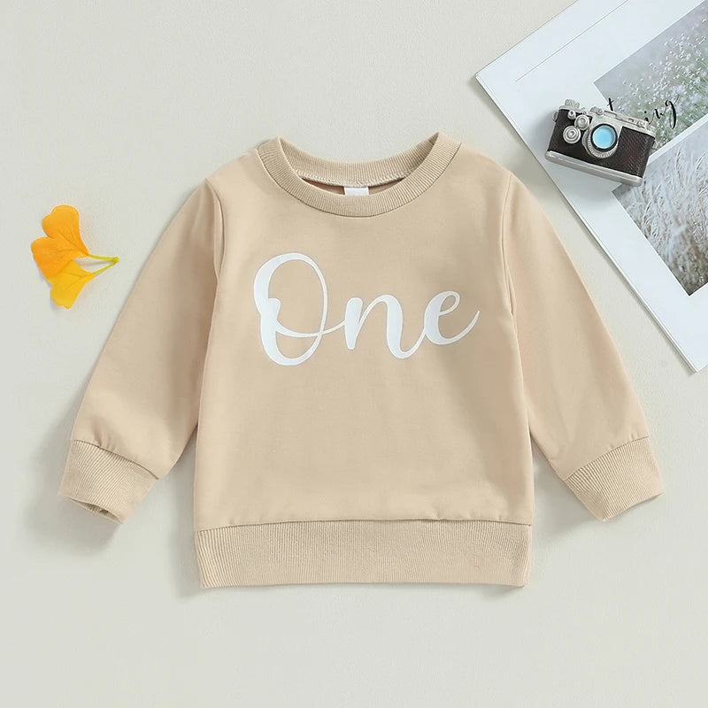 Toddler Boy s Long Sleeve Sweatshirt with Letter Print Cute Pullover for Autumn Birthday Outfit for Baby Boy Trendy Tops for